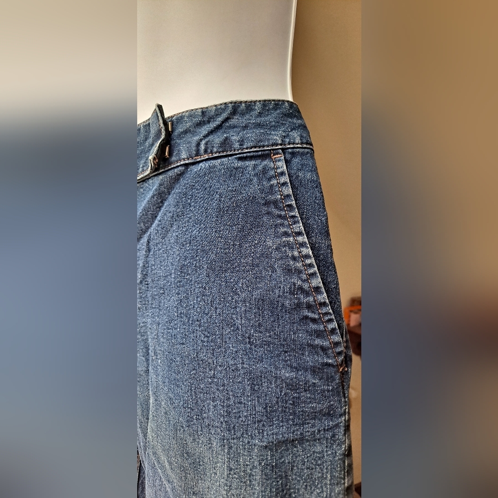 The Limited Jeans Drew Jeans Dark Blue Jeans Mid Rise EXTRA WIDE LEG Size 8 - Picture 4 of 13